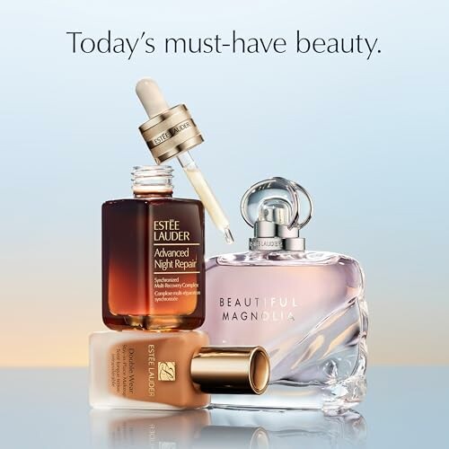 Estee Lauder beauty products including perfume and skincare.