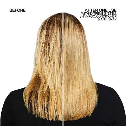 Comparison of hair before and after treatment with shampoo, conditioner, and anti-snap.