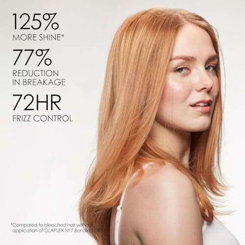 Woman with shiny, smooth hair showcasing haircare benefits.