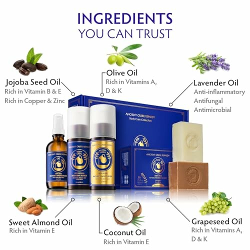 Natural skincare products with various oils and their benefits.