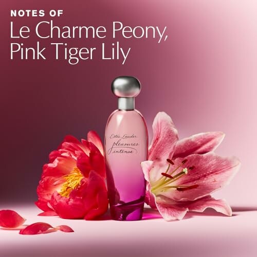 Perfume bottle with peony and tiger lily flowers