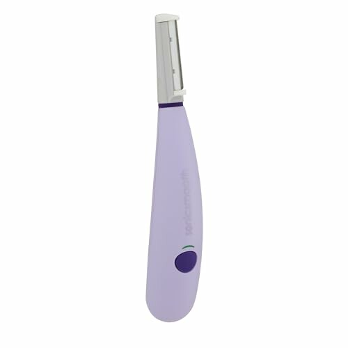 Purple eyebrow razor with a protective guard.