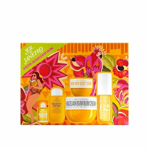 Sol de Janeiro Brazilian Bum Bum Cream set with tropical packaging