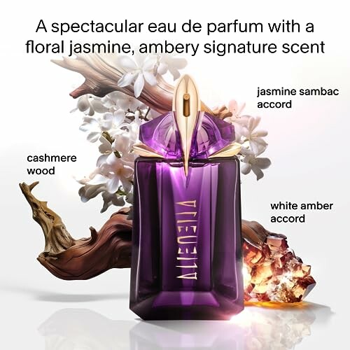 Purple Alien perfume bottle with floral and amber elements.
