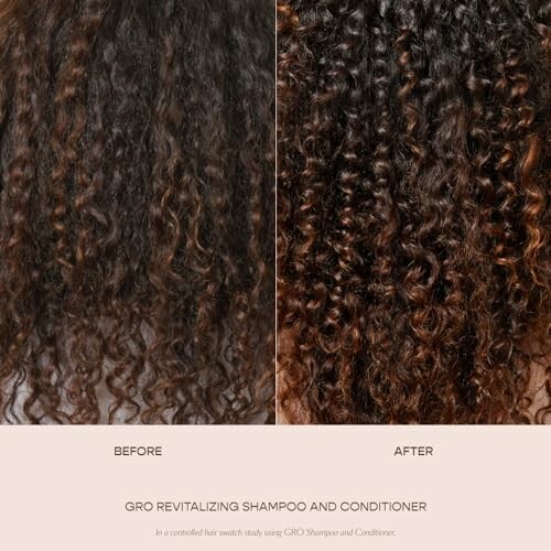 Comparison of hair before and after using a revitalizing shampoo and conditioner.