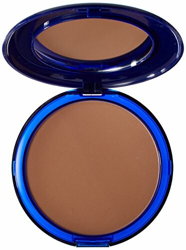 Blue compact case with brown powder