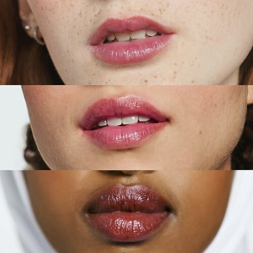 Close-up of three women's lips with varied lip colors and skin tones.