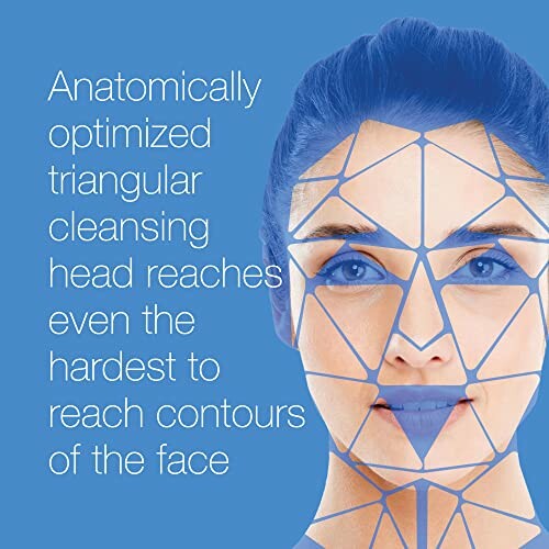 Face with triangular patterns for cleansing tool design illustration.