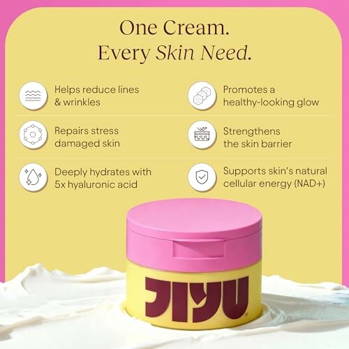 Jiyu cream with benefits like reducing lines, promoting glow, repairing damage, strengthening skin.