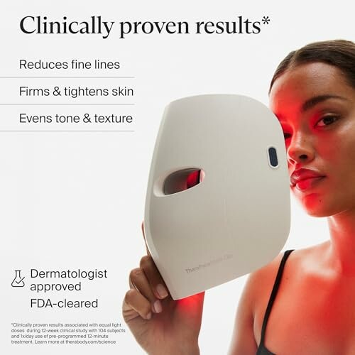 Woman using LED facial mask for skincare benefits