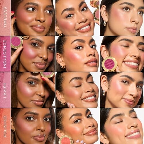 Collage of three makeup styles: Timeless, Indulgence, and Polished.