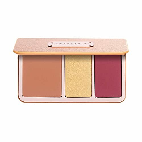 Three-color makeup palette with blush and highlighter