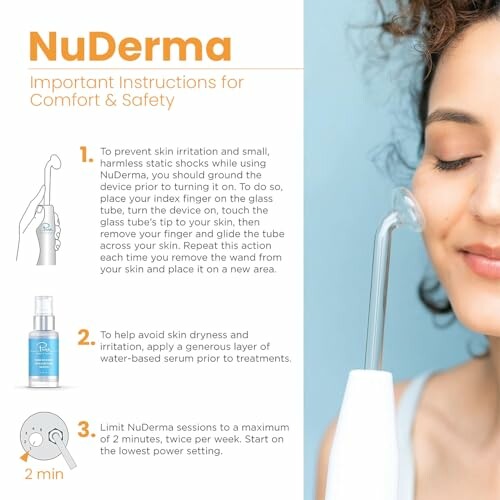 NuDerma device instructions for safe use and skin care.