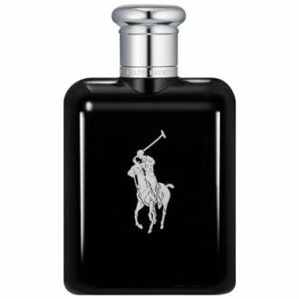 Black Ralph Lauren perfume bottle with polo player logo.