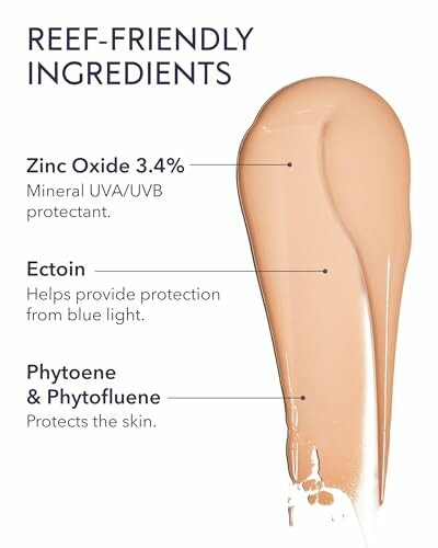 Sunscreen ingredients with zinc oxide, ectoin, and phytoene.