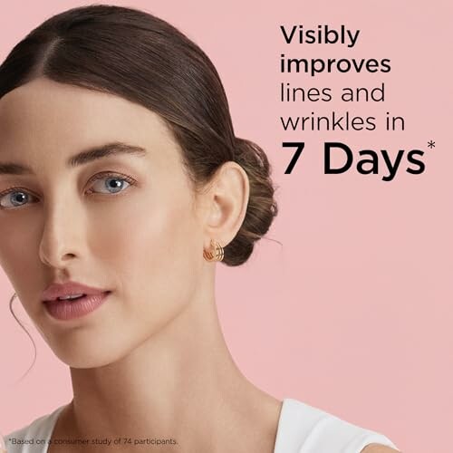 Woman with smooth skin in skincare product ad.