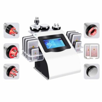Ultrasonic body sculpting machine with LCD display and attachments.