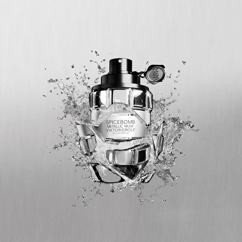 Viktor & Rolf Spicebomb Metallic Musk perfume bottle with splash effect
