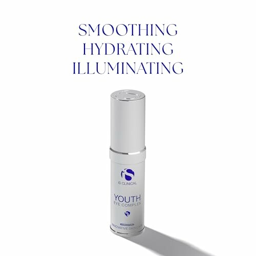 Youth Eye Complex serum bottle with text 'Smoothing Hydrating Illuminating'.