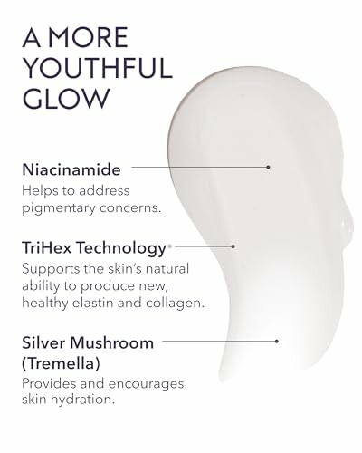 Skincare benefits of niacinamide, TriHex technology, and silver mushroom.